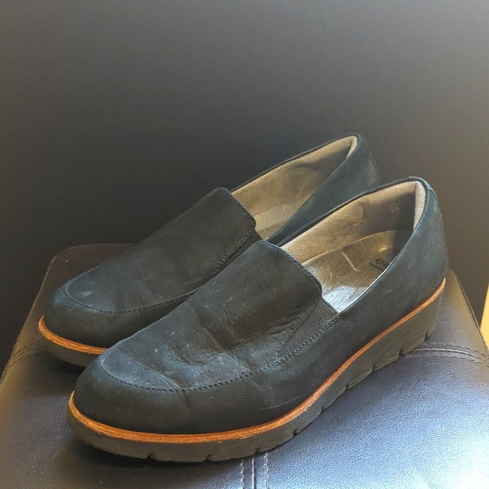 Earth Zurich Bern Soft Black Nubuck Leather Comfort Slide On Loafers Shoes